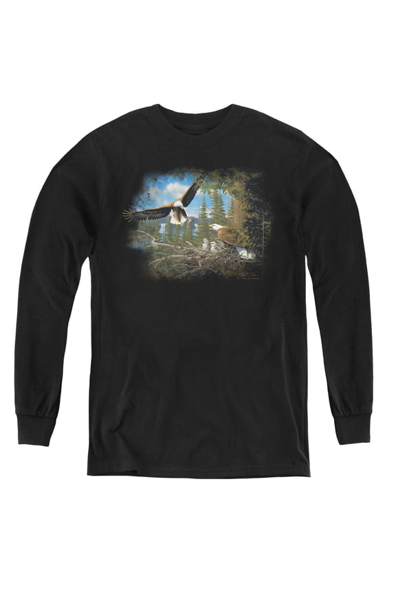 Wildlife Spring Bald Eagles Youth Long Sleeve T-Shirt Black