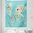 thumbnail image 1 of Wildlife Tapestry, Graphic World Map Continents Islands Ocean Showing Local Animal Species Concept, Fabric Wall Hanging Decor for Bedroom Living Room Dorm, 5 Sizes, Multicolor, by Ambesonne, 1 of 1