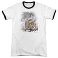 thumbnail image 1 of Wildlife Tigers Adult Ringer T-Shirt White Black, 1 of 1