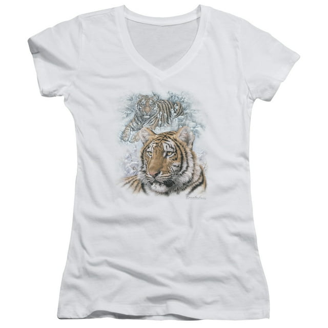 Wildlife Tigers Junior Women's T-Shirt V-Neck T-Shirt White