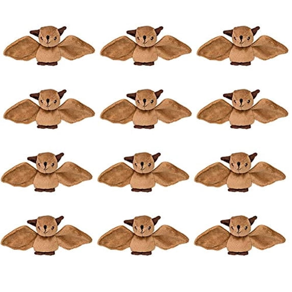 Wildlife Tree 12 Pack Bats Mini 4 Inch Small Stuffed Animals Bulk Bundle Zoo Animal Toys Forest Party Favors for Kids
