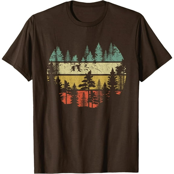 Wildlife Trees Outdoors Nature Retro Forest Unisex T-Shirt for Men Women Kids Toddler,Dark Chocolate Color,Size M