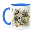 thumbnail image 1 of 3dRose, Wildlife vintage Africa map with rhino, elephant, cheetah, zebra, giraffe , 11oz Two-Tone Blue Mug, 1 of 7