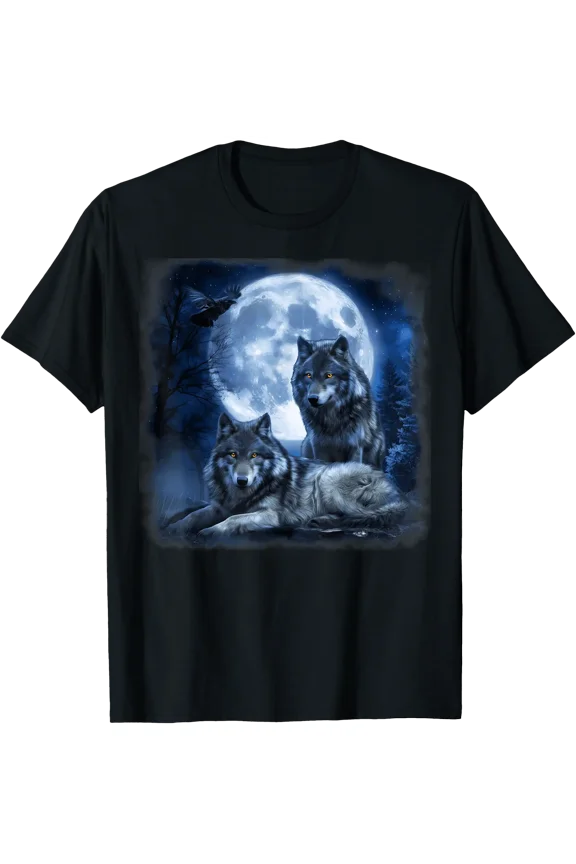 Wildlife Wolf Howling Moon Forest Nature Wild Animal Trees T-Shirt, Unisex T-Shirt