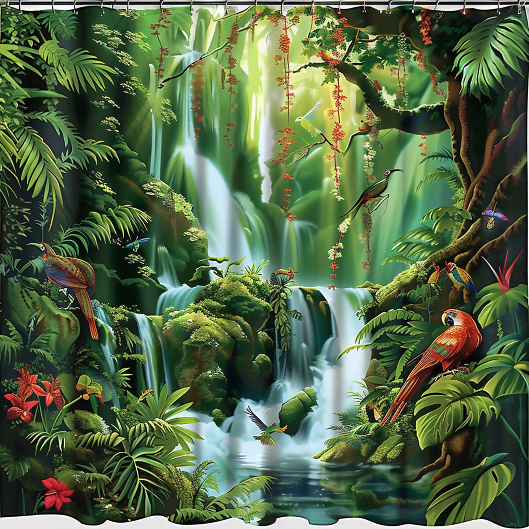 Wildlife Wonderland Jungle Shower Curtain Vibrant Nature Scene for ...