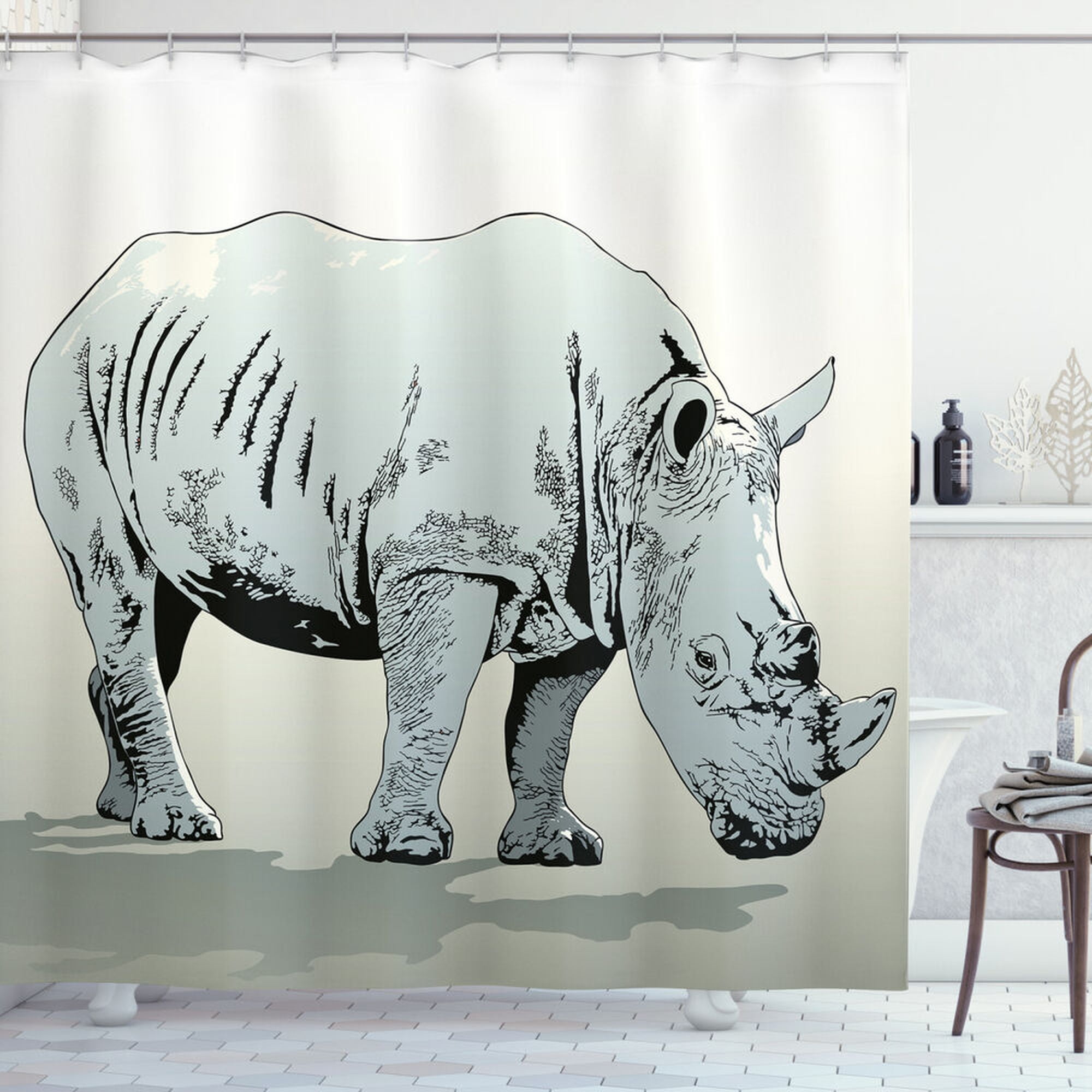 Wildlife Wonders: African Rhino Shower Curtain for a Captivating Safari