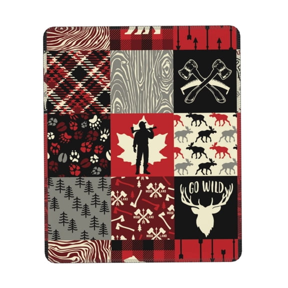 Wildlife Wood Plaid And Lumberjack Symbols Gaming Mouse Pad 7.9 x 9.5 in Rectangle Computer Mousepad Mat Non-Slip Rubber Base for Office Laptop PC