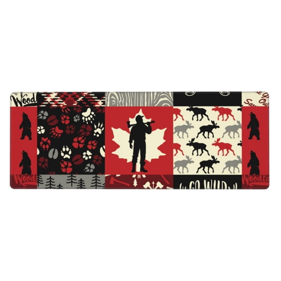 Wildlife Wood Plaid And Lumberjack Symbols Mouse Pad Extended Large Gaming Mousepad Non-Slip Rubber Big Keyboard Desk Mat 31.5 X 11.8 Inch
