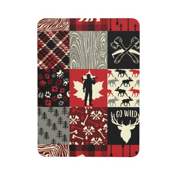 Wildlife Wood Plaid And Lumberjack Symbols Rectangular Refrigerator Magnet, Soft Magnetic Fridge Magnet for Home, Office, Locker Decor