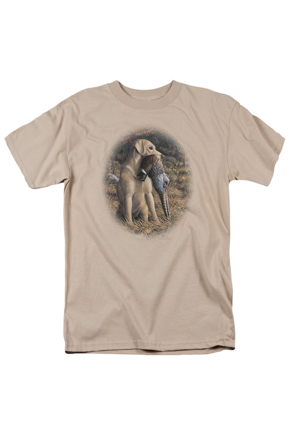 Wildlife Yellow Lab With Pheasant Officially Licensed Adult T Shirt