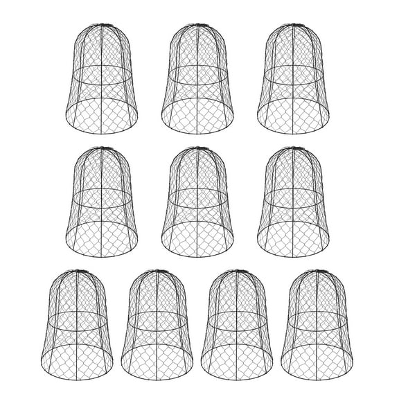 Wildnix 10-Pack Metal Plant Cages with Hanging Loop and Mesh Design for Garden Protection, 12.99"H x 15.75" Diameter, and Reusable