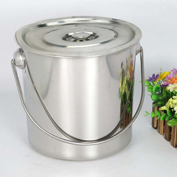 Wildnix 12L Stainless Steel Milk Can-Food-Grade Bucket with Lid, Thickened Handle, and Bottom for Cooking, Storage, and Transportation