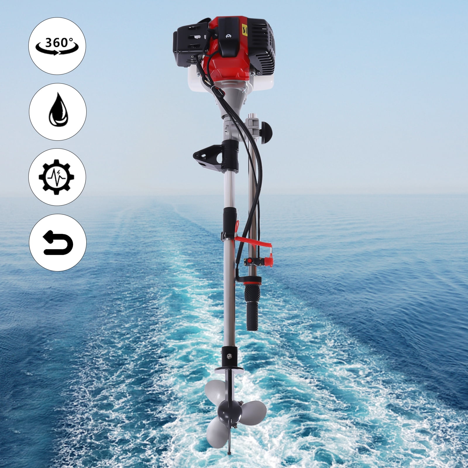 Wildnix 1700W Gasoline Outboard Motor – 2.3 HP, 4500-8500 RPM, High ...