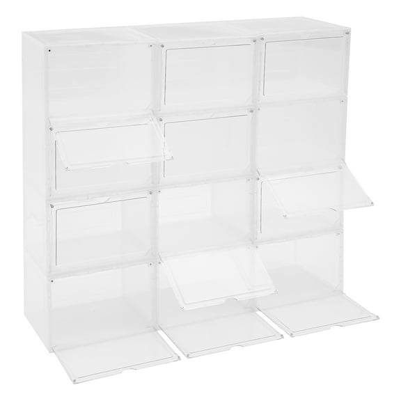 Wildnix 24-Pack Stackable Shoe Boxes with Magnetic Door, Transparent Acrylic Display Storage, Durable and Foldable, Ideal for Sneakers and Heels