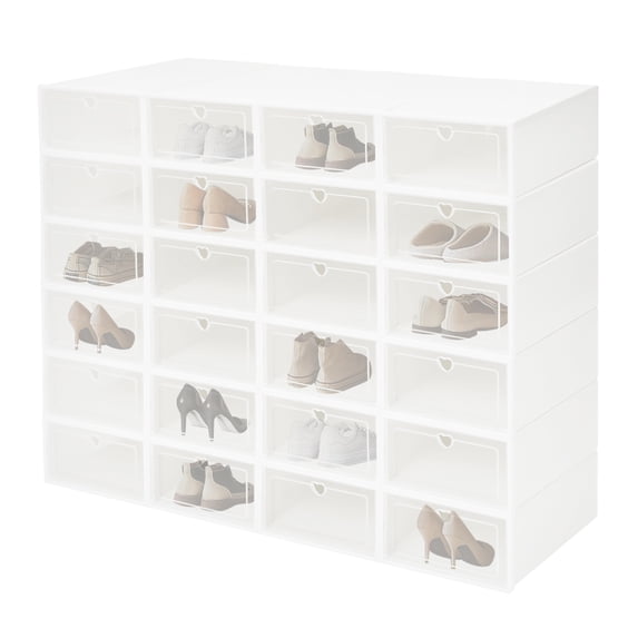 Wildnix 24-Pack Stackable Shoe Storage Boxes with Clear Front Door, Snap Design, and Ventilated Holes for Easy Access and Organized Storage