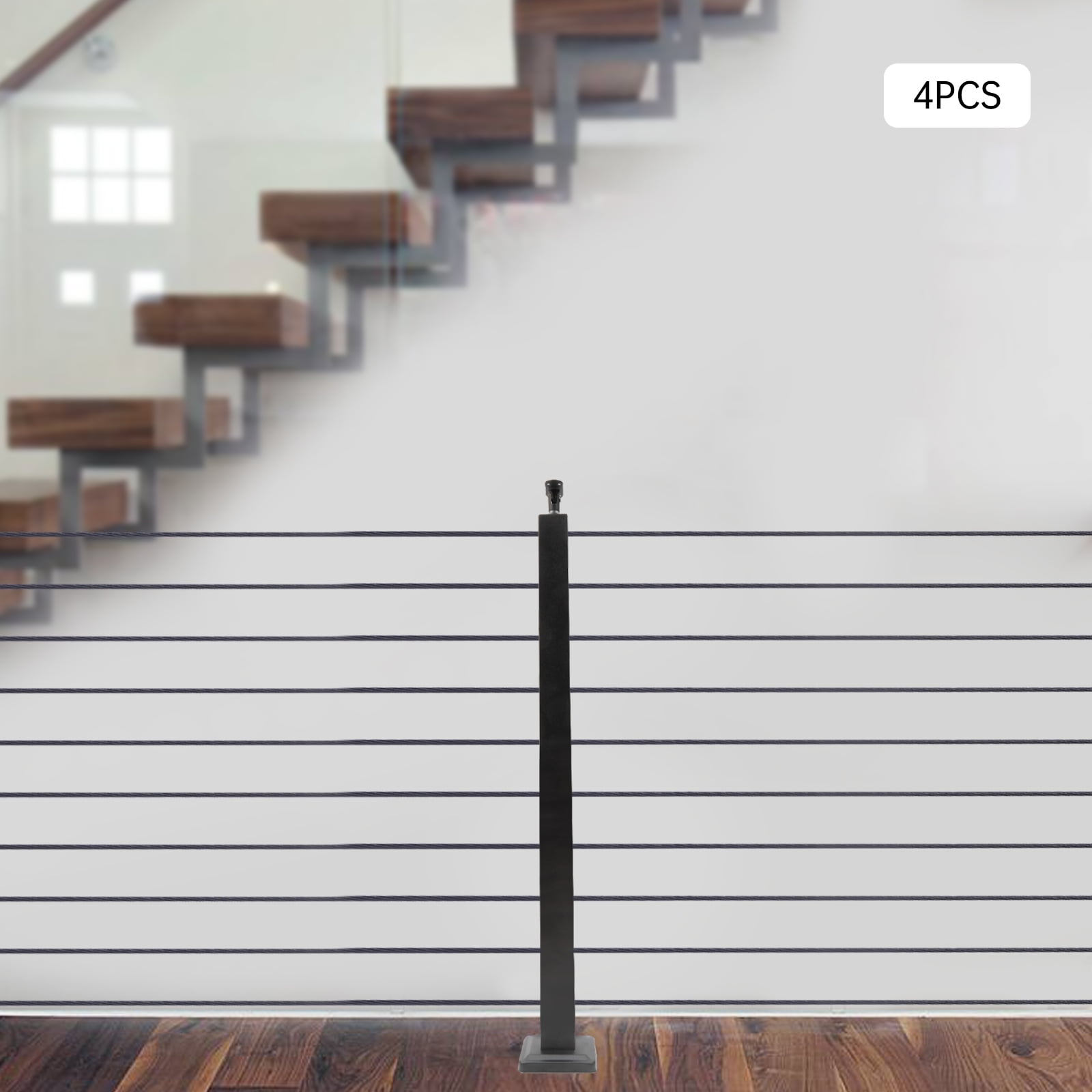 Wildnix 304 Stainless Steel Cable Railing Post, Black, 91cm Length with ...