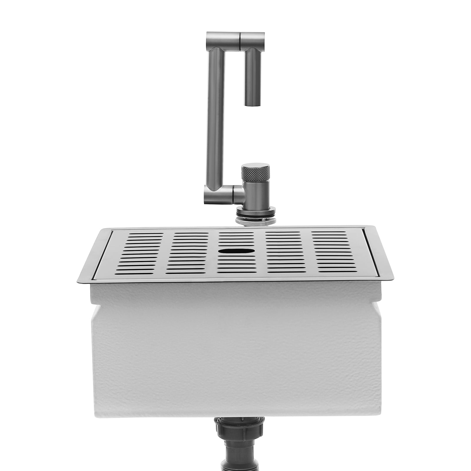 Wildnix 304 Stainless Steel Kitchen Sink with Foldable Faucet, Drain Board, Drainpipe, and Hot/Cold Water Inlet Pipes, Modern Design for Kitchen and Laundry