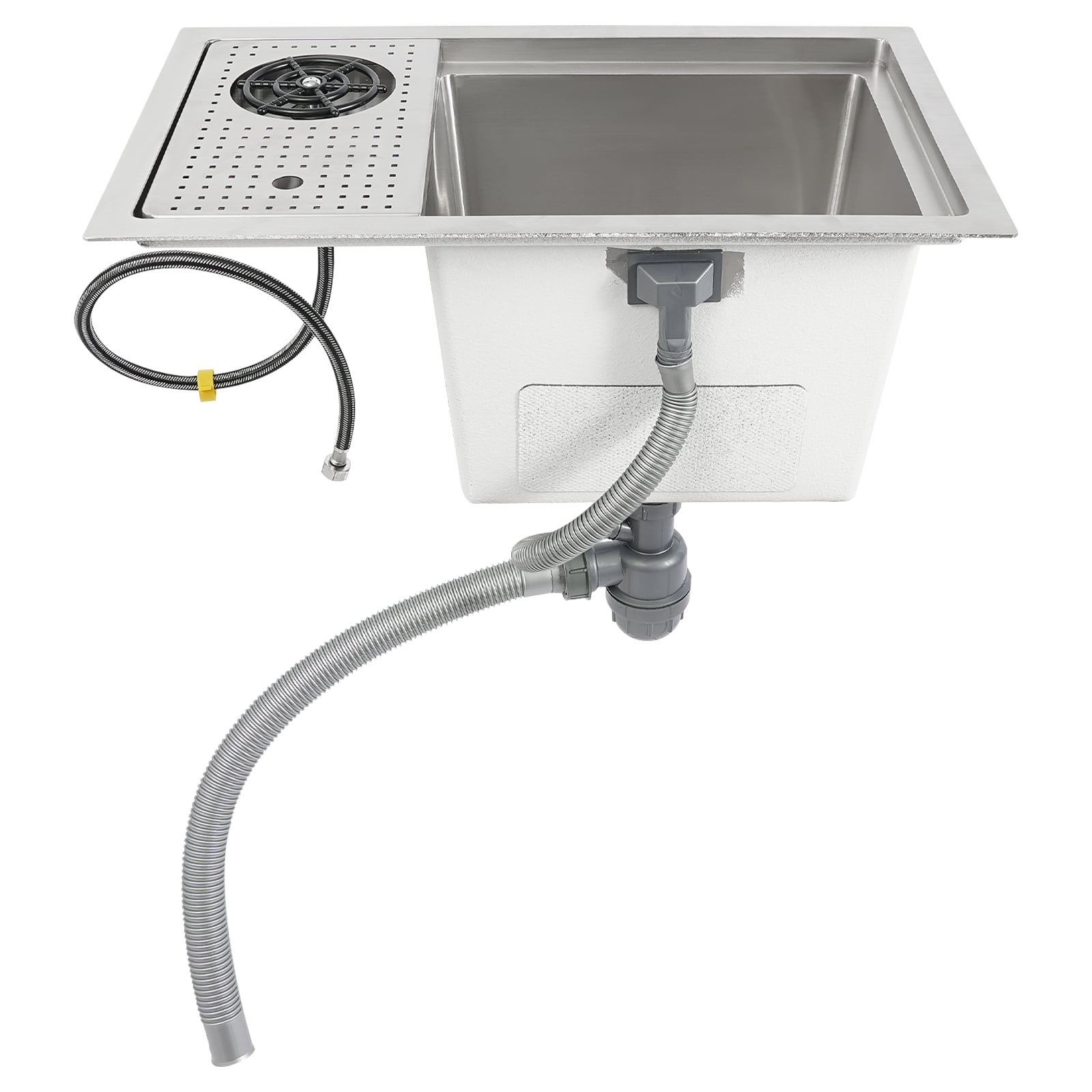 Wildnix 304 Stainless Steel Kitchen Sink with 3 Compartments, Utility Drainer, Cup Washer, Chopping Board, and Overflow Holes for Easy Cleaning