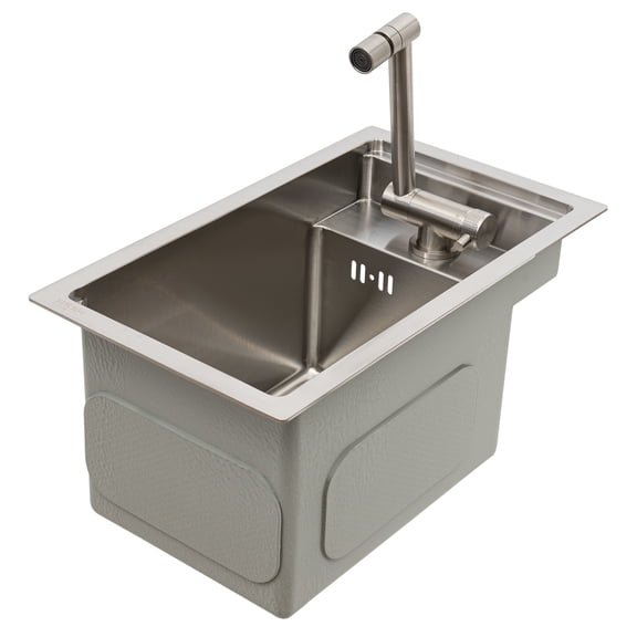 Wildnix 304 Stainless Steel Kitchen Sink with R10 Rounded Corners, V-Shaped Drainpipe, Overflow Holes, and Pull-out Faucet