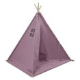 thumbnail image 1 of Wildnix 4-Person Waterproof Teepee Tent for Kids, Purple Cotton and Linen Play Tent with Star Light, Comfortable Mat, and&nbsp; Wood Poles for Bedroom or Playroom, 1 of 6