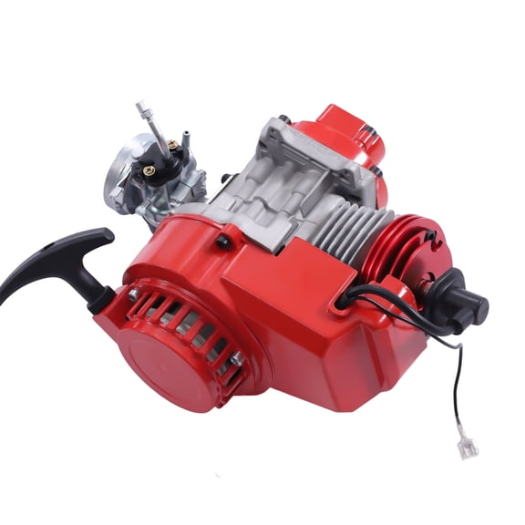 Wildnix 49cc 2-Stroke Motor Engine for Pocket Bike, Mini Dirt Bike, ATV, and Scooter - High Power 1.9kw, Red Aluminum Design