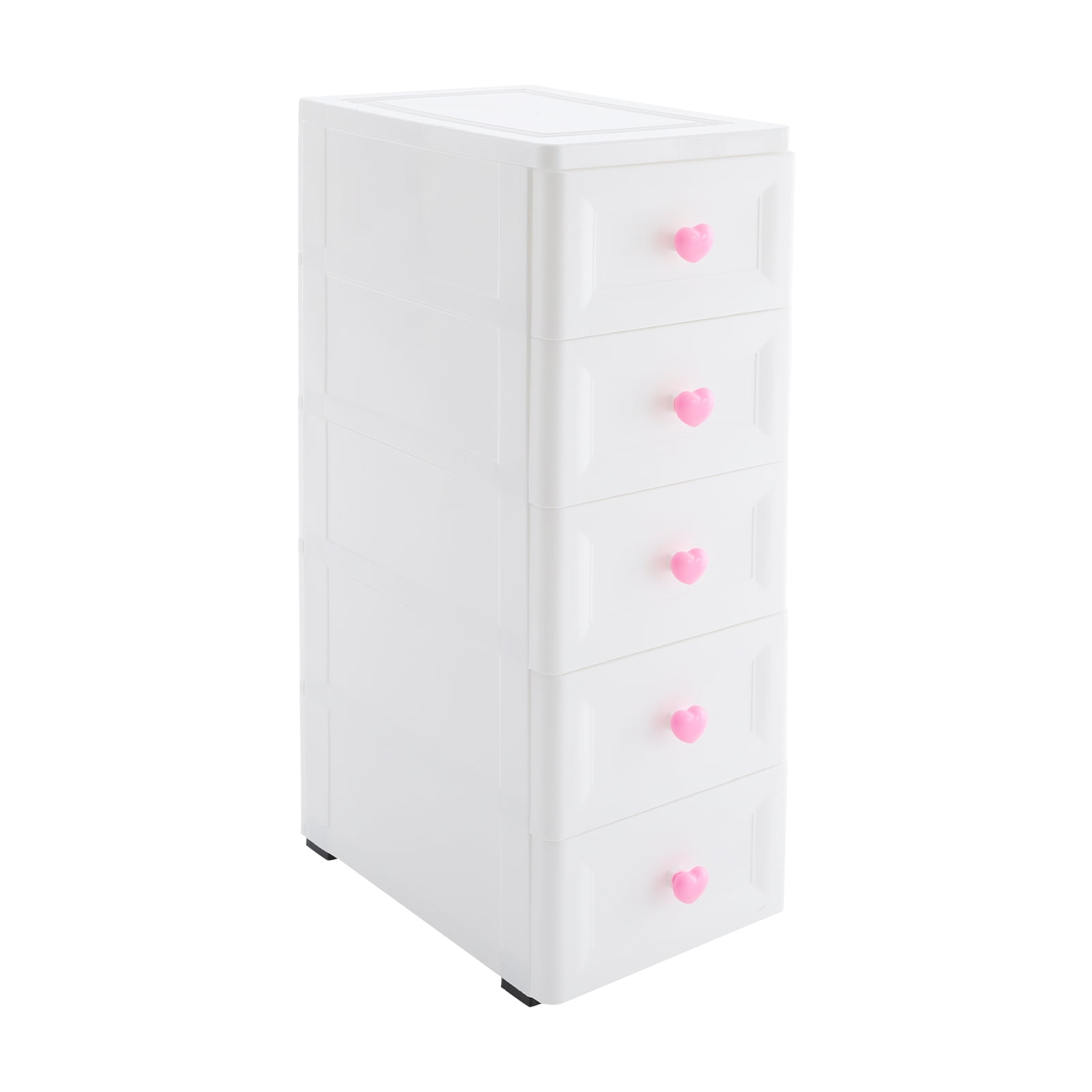 Wildnix 5-Tier Bathroom Organizer with Drawers, Modern White Storage Unit, Compact and Slim Design, Ideal for Narrow Spaces and Home Organization