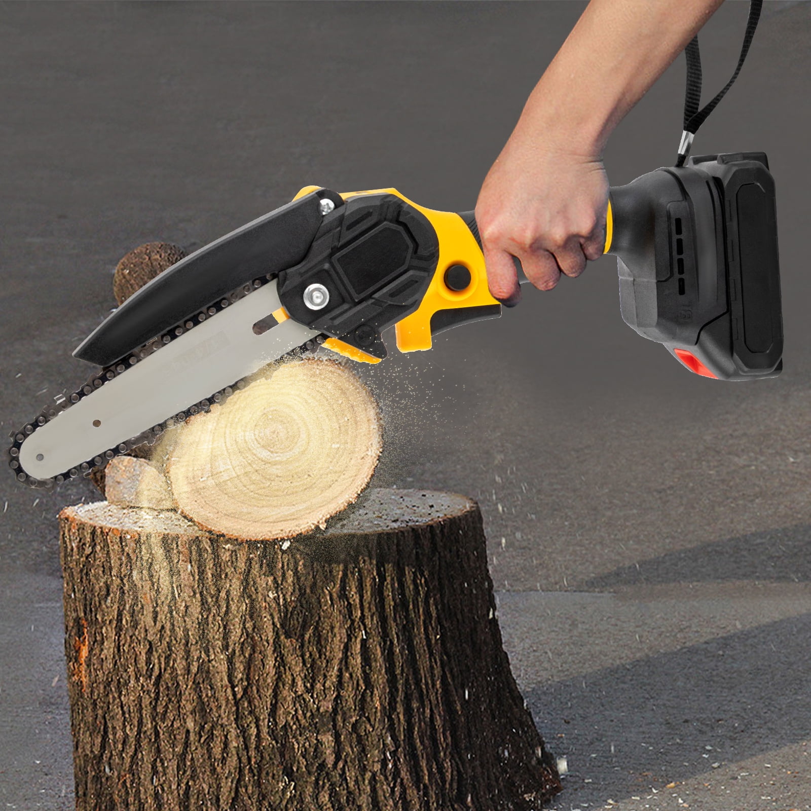 Wildnix 6-Inch Lithium Battery Mini Chainsaw with 98.42ft/s Chain Speed, Ergonomic Handle, and 2 Rechargeable Batteries for Efficient Tree Cutting