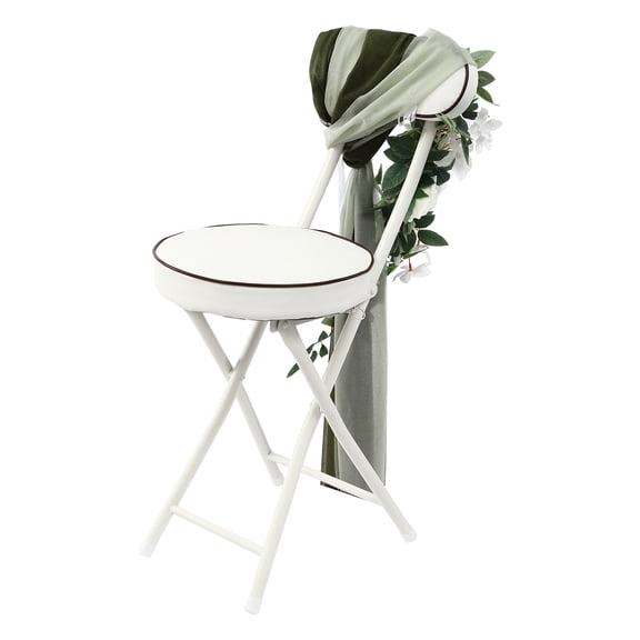 Wildnix 6-Pack Chair Flowers with Ribbons, Wedding Chair Decorations, Green and White Artificial Flower Set for Wedding Parties