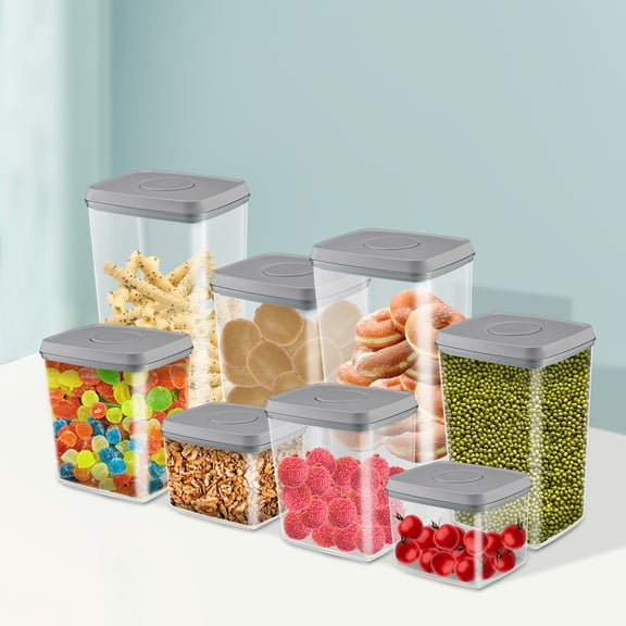Wildnix 8-Piece Pop Airtight Food Storage Containers with Lids, Sealing Ring for Freshness, Clear and Transparent, Ideal for Kitchen Organization