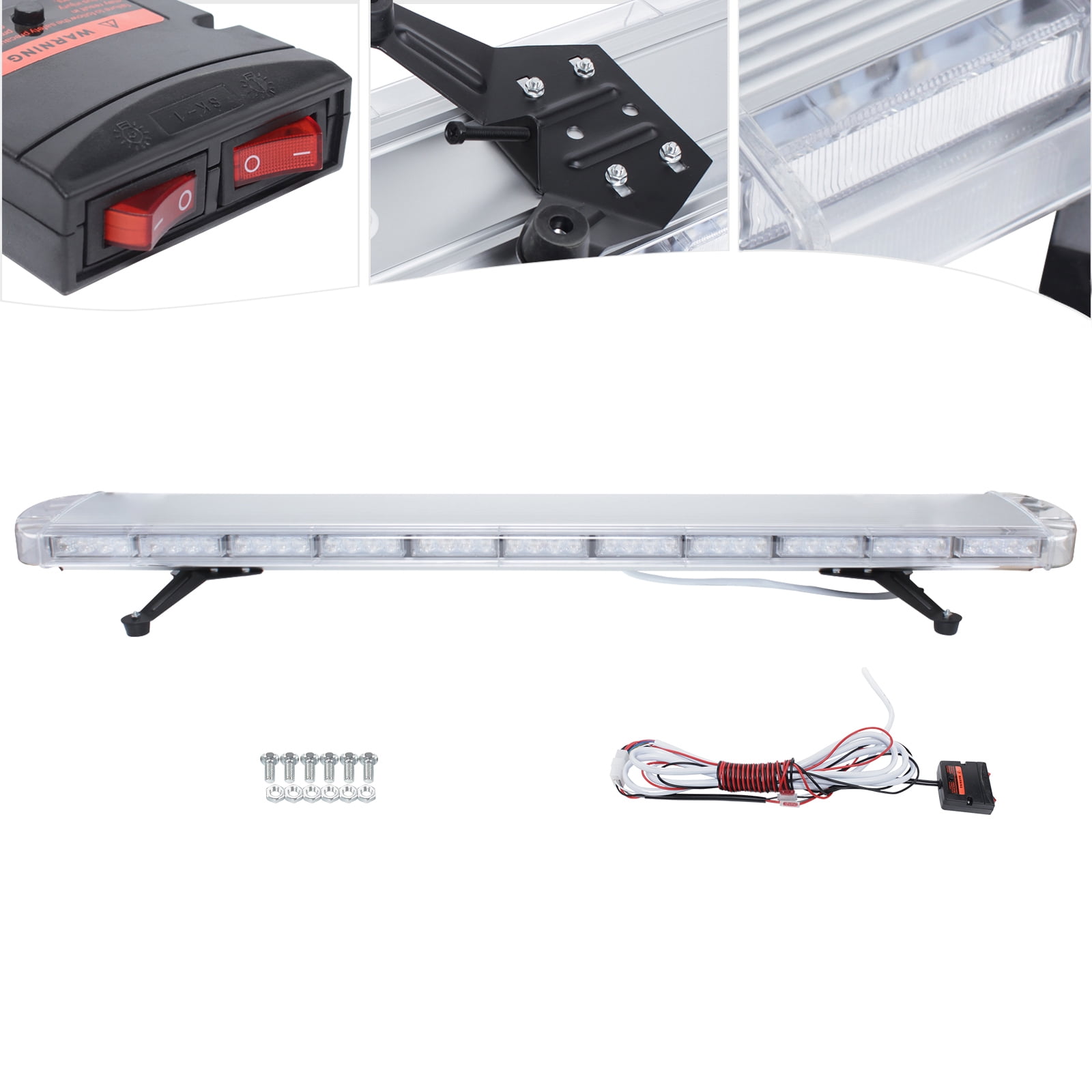 Wildnix for 96 LED Strobe Lights for Trucks Emergency Warning Light Bar with Remote Control, 16 Flash Modes, High Visibility Beacons for Tow Trucks, SUVs, and Utility Vehicles