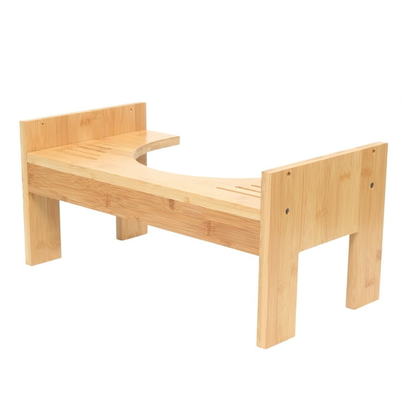 Wildnix Adjustable Bamboo Step Stool for Bathroom and Home-Stable Wooden Footstool for Adults and Kids