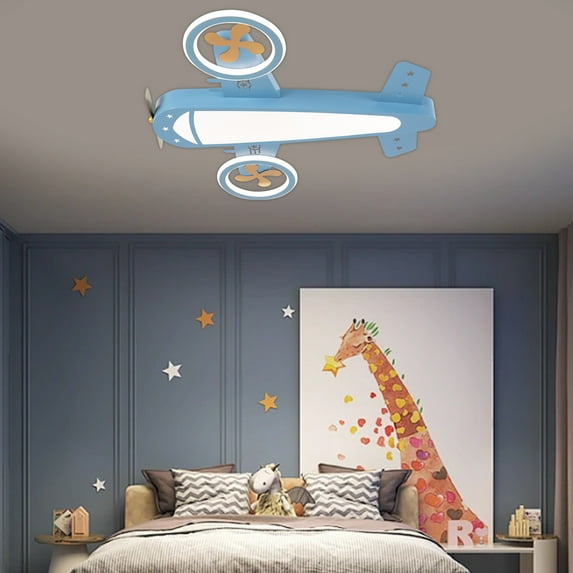 Wildnix Airplane-Shaped Ceiling Light with Remote Control, LED Light Source, Adjustable Brightness, and Multiple Dimming Effects for Kids Room