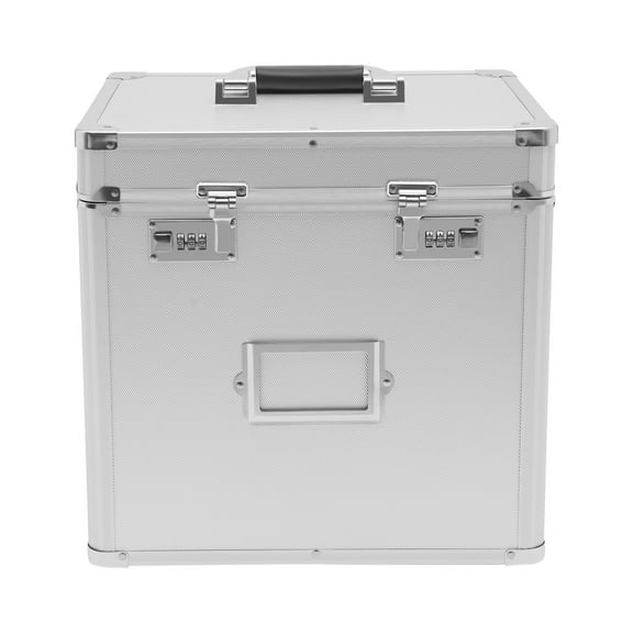 Wildnix Aluminum Alloy File Organizer Box with Dual Combination Lock, Label Holder, and Protective Wrapped Corners for Secure Storage