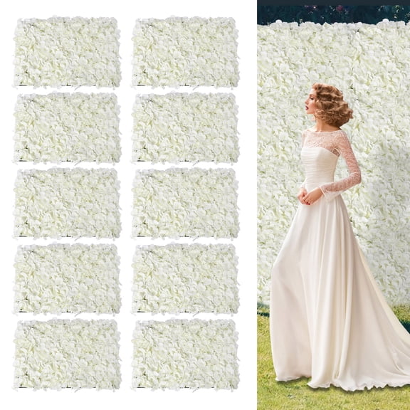 Wildnix Artificial Hydrangea Flower Wall Panels for Wedding, Party, and Home Decor, Milky White Color, Reunion & Happiness Symbolism