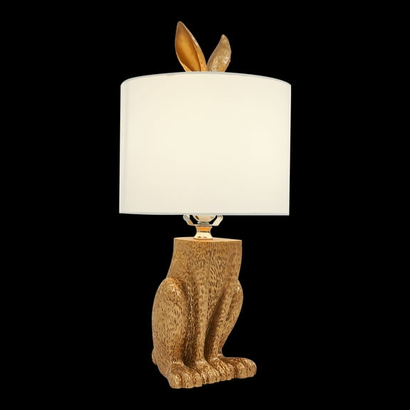 Wildnix Artistic Rabbit Table Lamp, Gold Resin Base with PVC Lampshade, Unique Chic Design for Home Decoration and Lighting, E26 Bulb, 60W Max