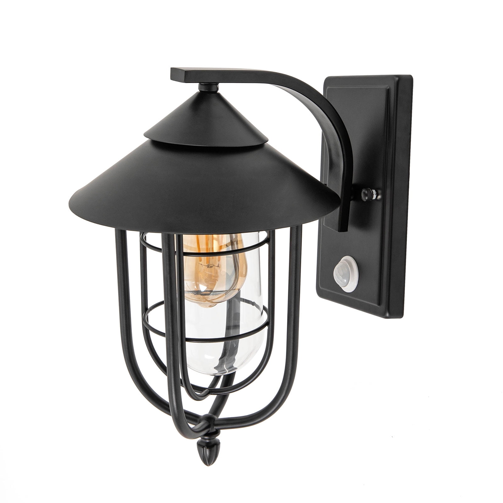 Wildnix Black Outdoor Sensor Wall Light, Waterproof, E26 Lamp Socket, Intelligent Motion Detection, Ideal for Porch, Garden, and Garage