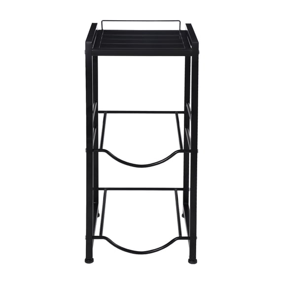 Wildnix Black Water Jug Rack with Adjustable Feet, 3-Tier Design, Holds 2 x 5-Gallon Water Jugs, Extra Storage for Cups or Plants, Stable and Practical