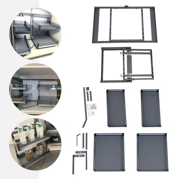 Wildnix Blind Corner Pull-Out Cabinet Organizer, Soft-Closing, Adjustable, for Efficient Kitchen Space Use and Easy Access to Hard-to-Reach Corners