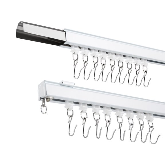 Wildnix Ceiling Curtain Track Set with End Caps, Track Connectors, and Non-Stick Sliding for Easy and Long-lasting Curtain Installation