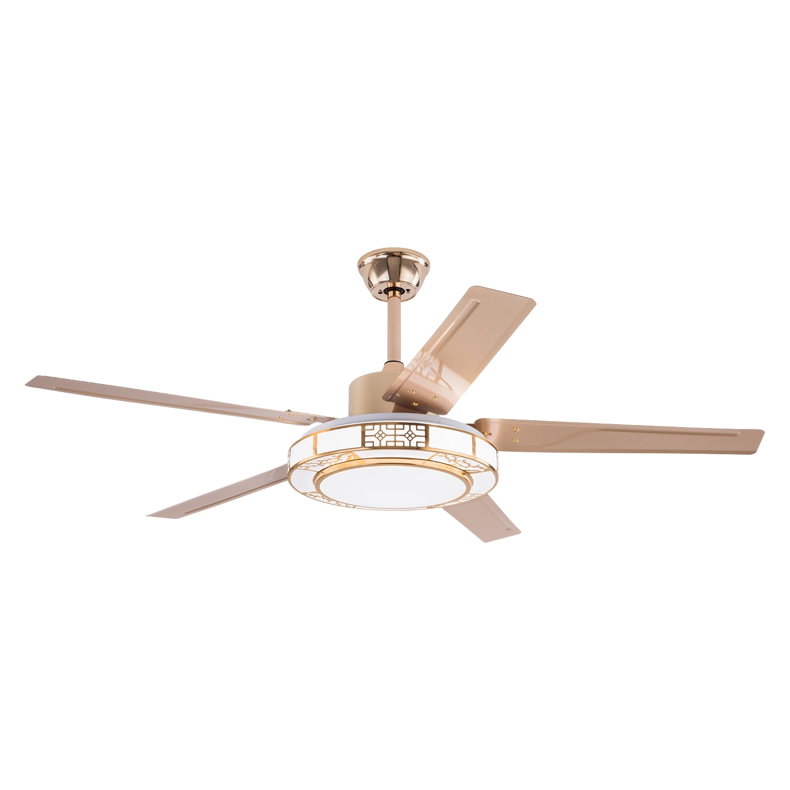 Wildnix Ceiling Fan Light with Remote Control, Modern S-Shape Design, 40W LED, Adjustable Light Colors and Fan Speeds, Energy-Saving, Silent Operation, Copper and Acrylic Finish