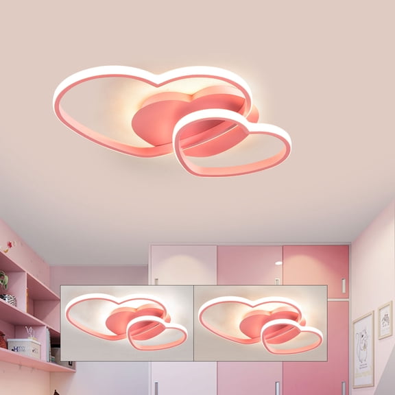 Wildnix Ceiling Lights, Three Pink Heart-Shaped LED Design, High-Quality Metal and Acrylic, Timer Function, Remote Control with Memory, Ideal for Modern Home Decor and Gift Giving