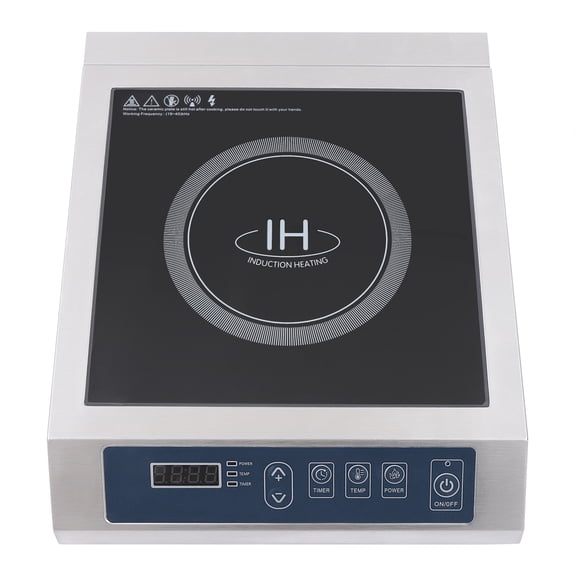 Wildnix Commercial Electric Induction Burner, 1800W High Power, Adjustable Temperature and Time, Stainless Steel Body, CE Certified, LED Display