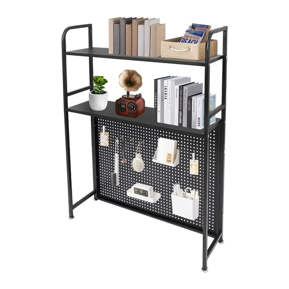 Wildnix Commercial Overshelf Storage Rack, 2-Tier Desktop Bookshelf with High Load-Bearing Capacity, 50kg Max, Adjustable Lower Shelf,  Carbon Steel, Modern Design