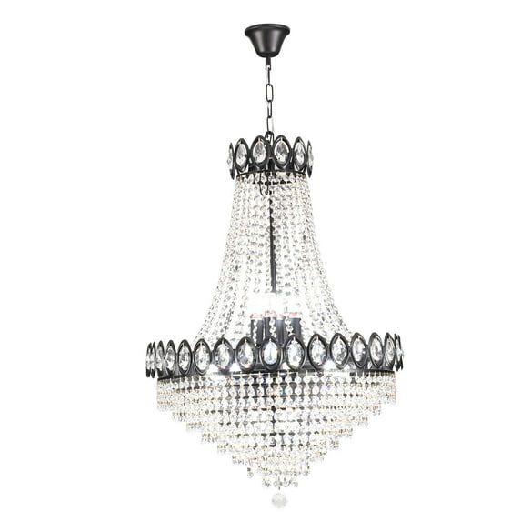 Wildnix Crystal Chandeliers for Home Decor – 9-Bulb E12, Metal and Crystal Construction, Dimmable with Compatible Bulbs, Ideal for Castles and Luxury Rooms