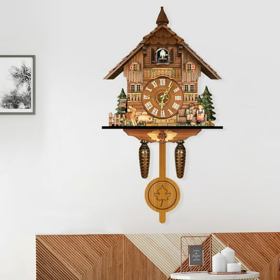 Wildnix Cuckoo Clock - Wall-Mounted Design, MDF Material, Adjustable Volume, Hourly Cuckoo Chime (7:00-21:00), Durable and Decorative for Home Dcor