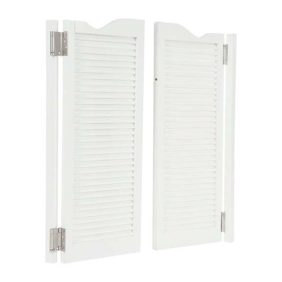 Wildnix Double-Door Partition Swinging Door, White Pine Wood and Aluminum Alloy, Indoor Use, Stylish Countryside Design for Room Dividing