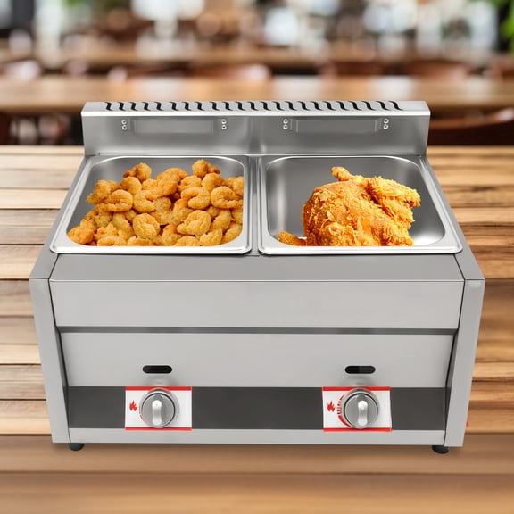 Wildnix Dual 6L Gas Food Heating Pot with Stainless Steel Construction, 50-380C Adjustable Temperature, Ideal for Hotels, Canteens, and Restaurants
