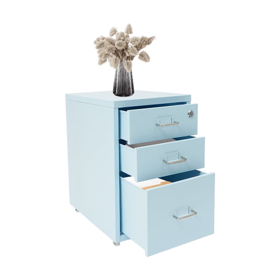 Wildnix Durable File Cabinet with 3 Drawers, Cold-Rolled Steel Material, Lockable Design, and Bottom Pulleys for Easy Office Organization