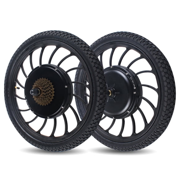 Wildnix Electric Motor Brushless Gearless Hub Motor, 20'' Front and Rear Motorized Wheels, 7-Speed Freewheel, 0-40km/h Speed, High Efficiency, Max Torque 35N.m