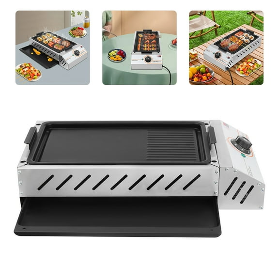 Wildnix Electric Propane Campfire Grill with 2.5KW Power, Adjustable Temperature, Non-Stick Coating for Even Cooking and Optimal Flavor